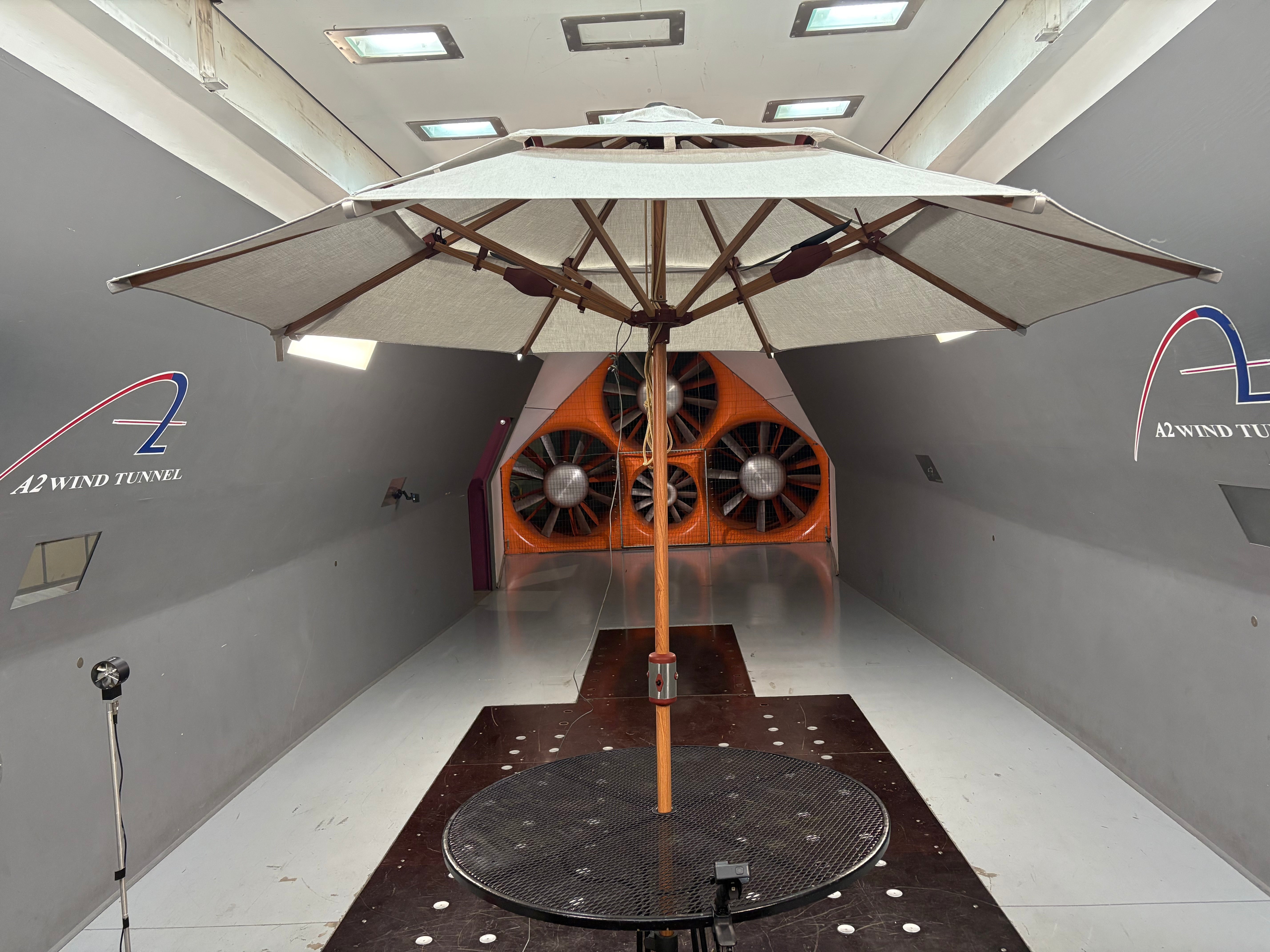 Alizé Umbrella Wind Tunnel Testing – Built for Real Outdoor Conditions