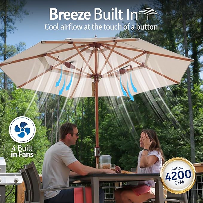 10 ft Antigua™ Market Umbrella — Shade, Style & Built-In Breeze