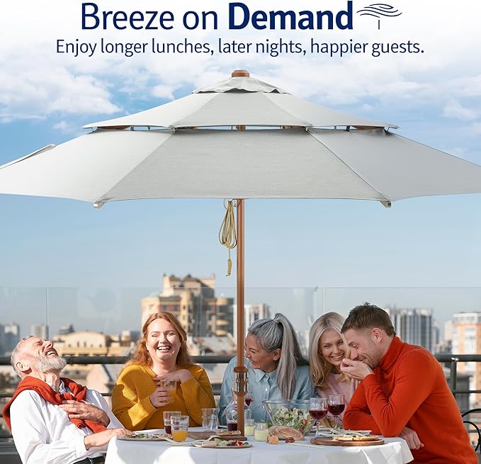 10 ft Antigua™ Market Umbrella — Shade, Style & Built-In Breeze