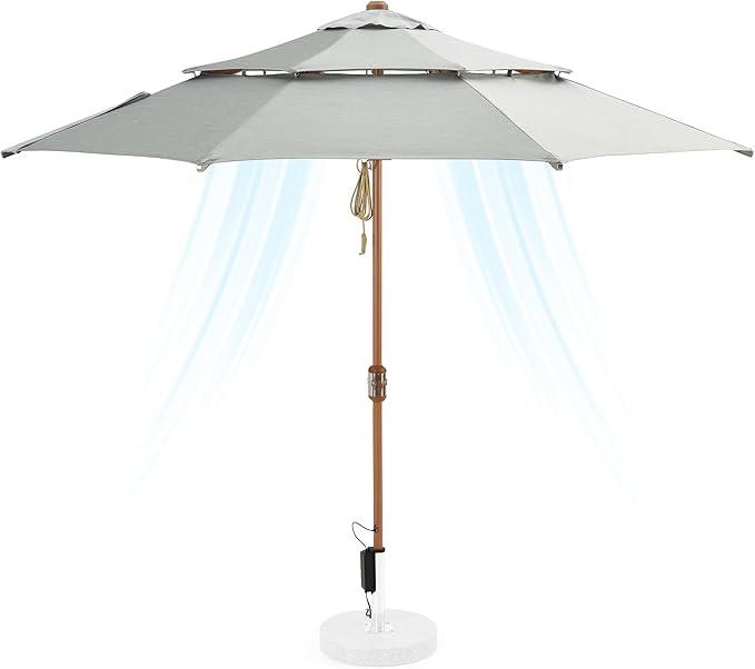 breeze buster patio umbrella Sarasota Offset 10' Seasons Sentry 9ft Anodized Commercial