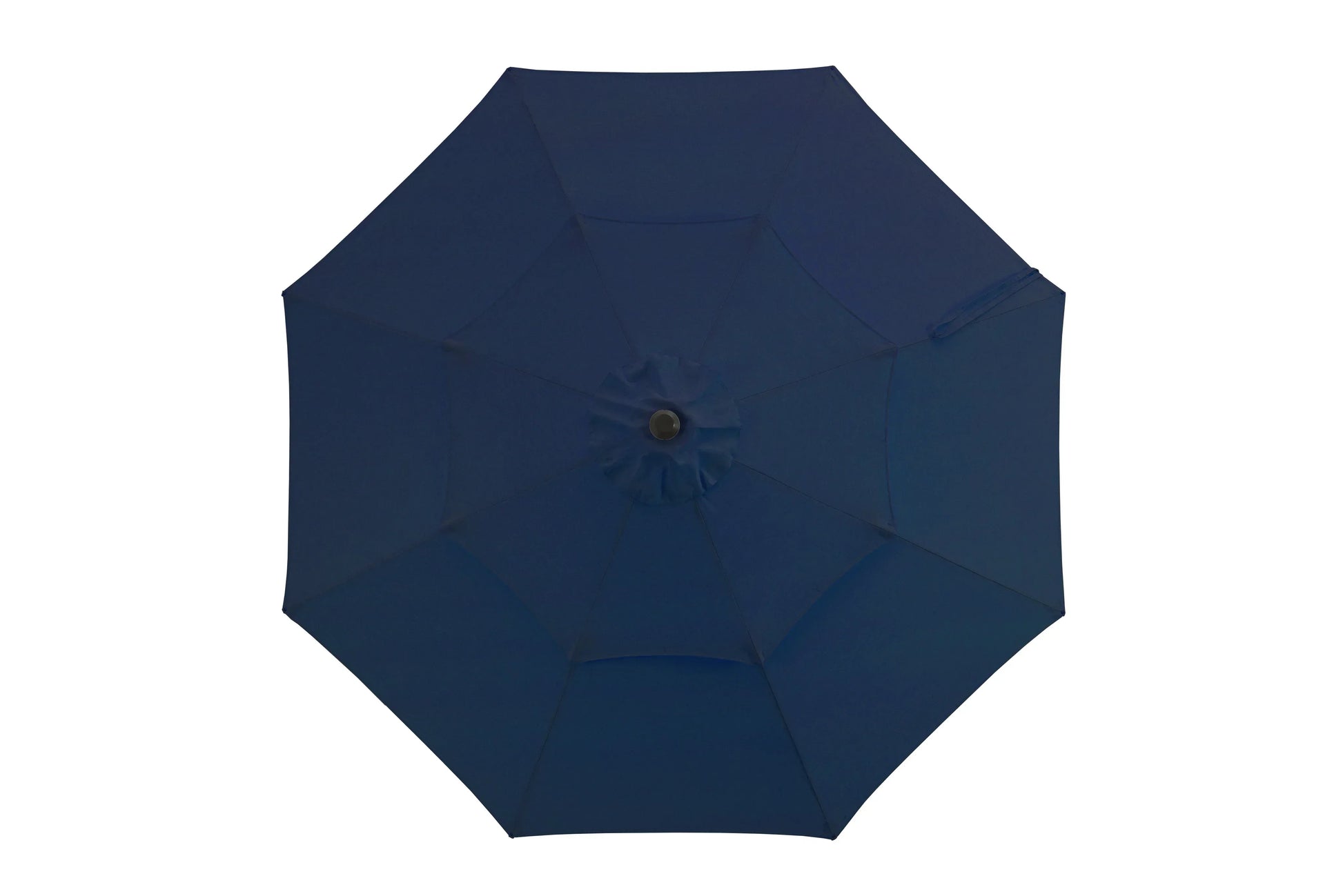 Alizé St. Martin 9ft market umbrella canopy top view showing eight reinforced ribs in navy blue